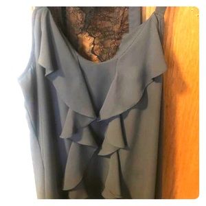 Cute gray dressy lace tank size Large